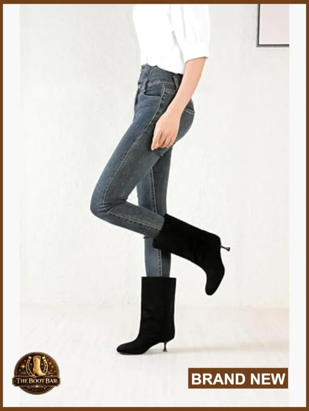 Wide Calf Suede Ankle Boots with Kitten Heel Slip-On Comfort